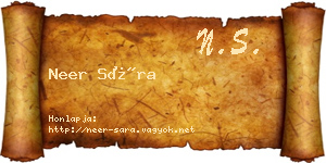 Neer Sára névjegykártya